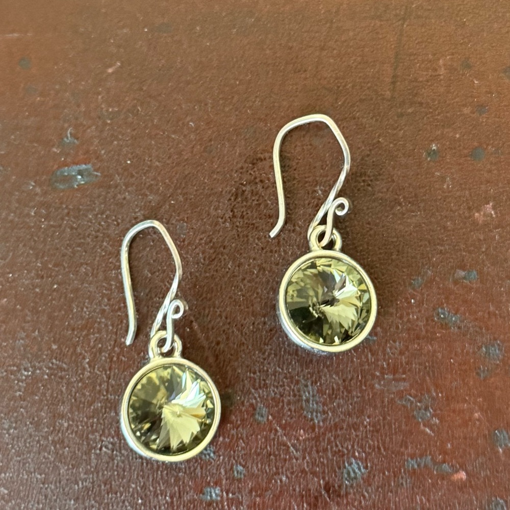 Elegant Silver and Green Crystal Earrings